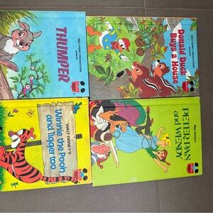Vintage Rare Disney Storybook Set with Green, Red, and Blue Covers